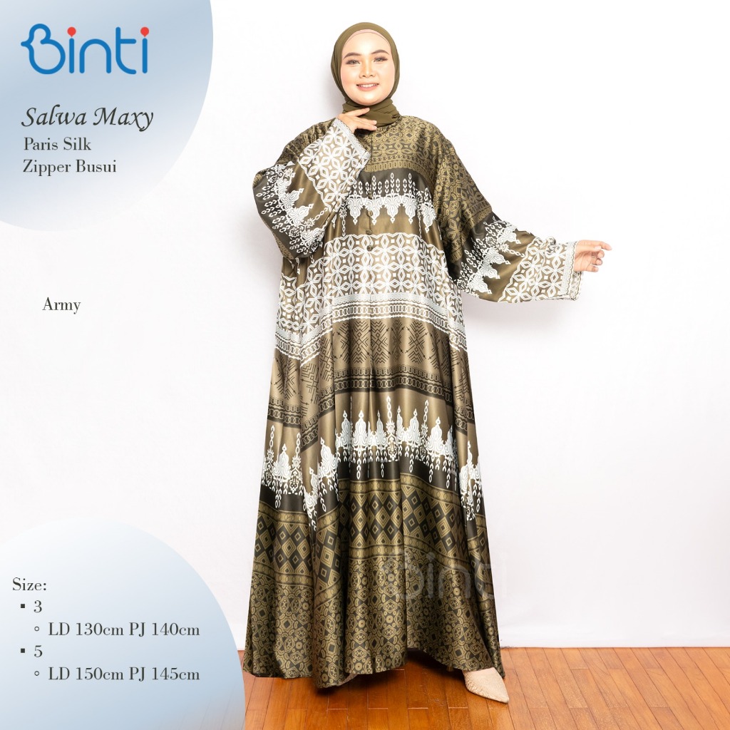 Salwa Maxi Dress Jumbo LD 130 LD 150 3XL 5XL Bahan Silk By Binti Gamis Jumbo Bigsize Terbaru Lengan 