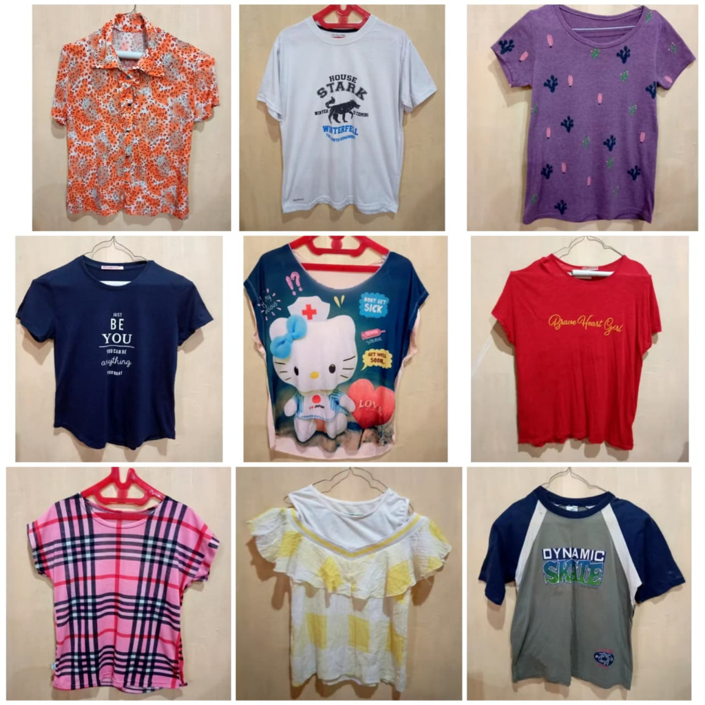 Baju Preloved Seperti Wanita Pria Kaos Kemeja Kuning Pink Yellow Atasan Kaos Katun Pribadi Celana Ca