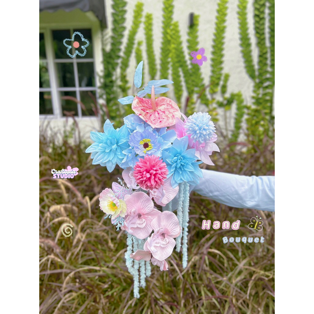 Hand Bouquet Artificial / Buket Bunga Juntai / Hand Bouquet Wedding / Hand Bouquet Lamaran / Buket B