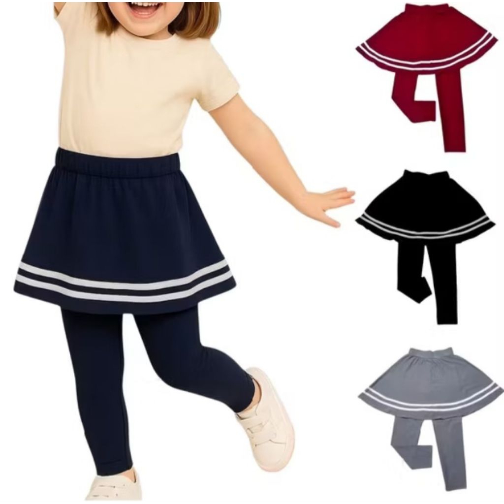 Legging Rok Anak List Stripe Rok Legging Olahraga