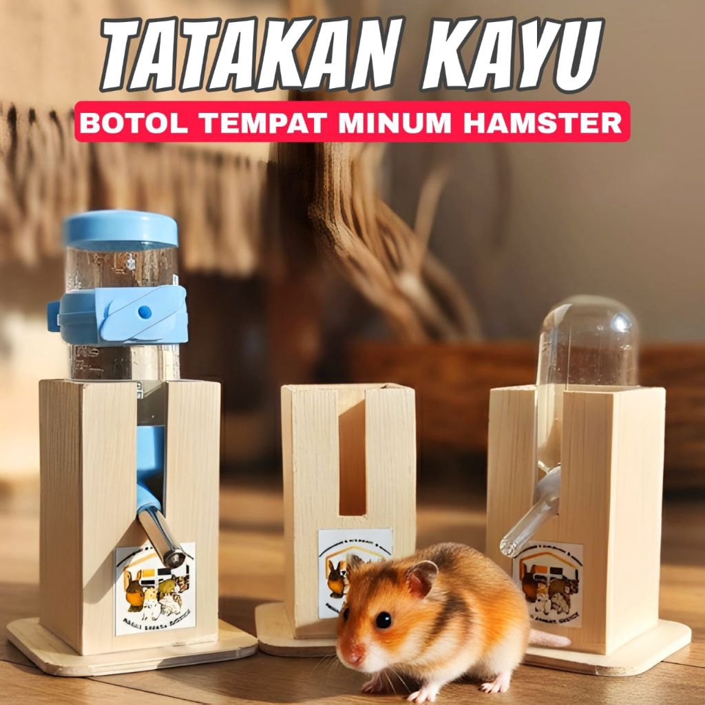 STAND TEMPAT BOTOL MINUM KAYU HAMSTER