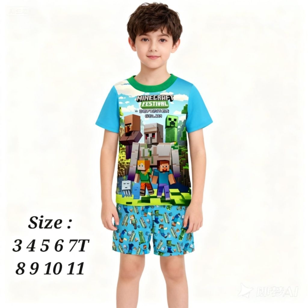 SETELAN CUDDLE ME MINECRAFT BAJU TIDUR ANAK