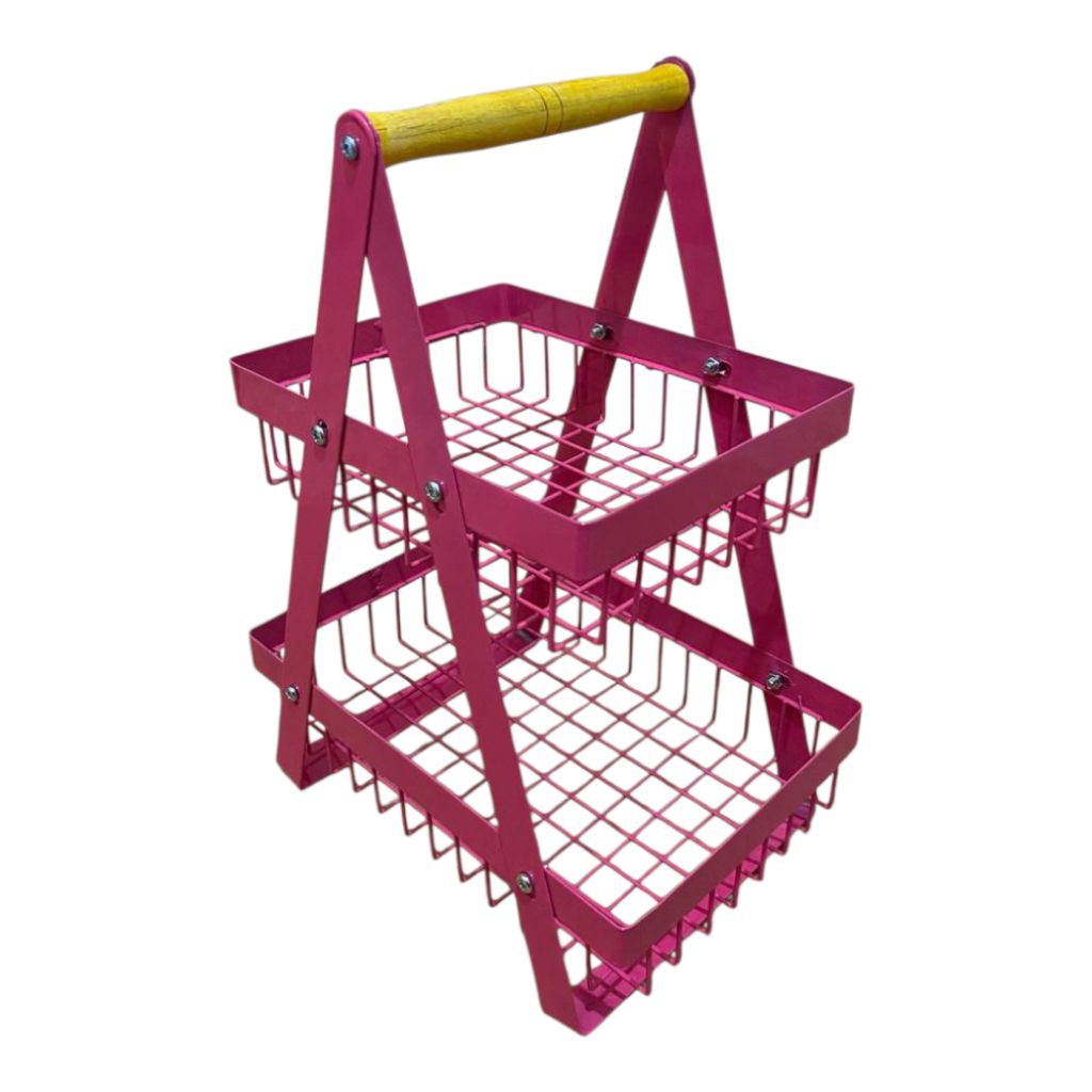 Rak buah tingkat 2/rak dapur serbaguna warna terbaru pink dan ungu