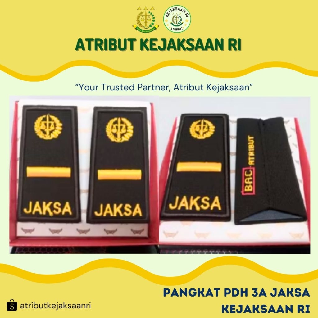 ATRIBUT KEJAKSAAN RI - PANGKAT PDH BORDIR GOLONGAN 3A JAKSA