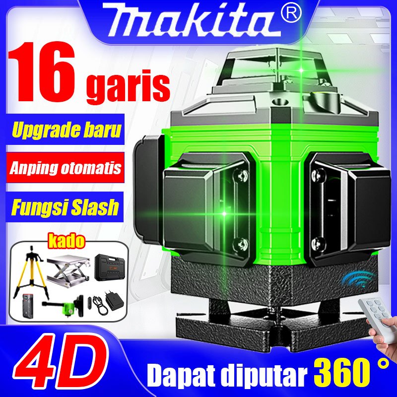 MAKITA Laser Level 8/12 /16 Lines 4D  laser tukang bangunan 69000MAH Self Leveling Laser Level Hijau