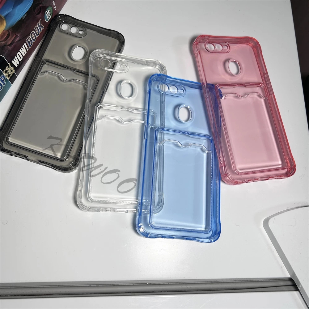 Casing Oppo A5S A7 A12 A11K F9 A3S Case Clear Wallet Slot Card Silicone Bening Softcase Transparan