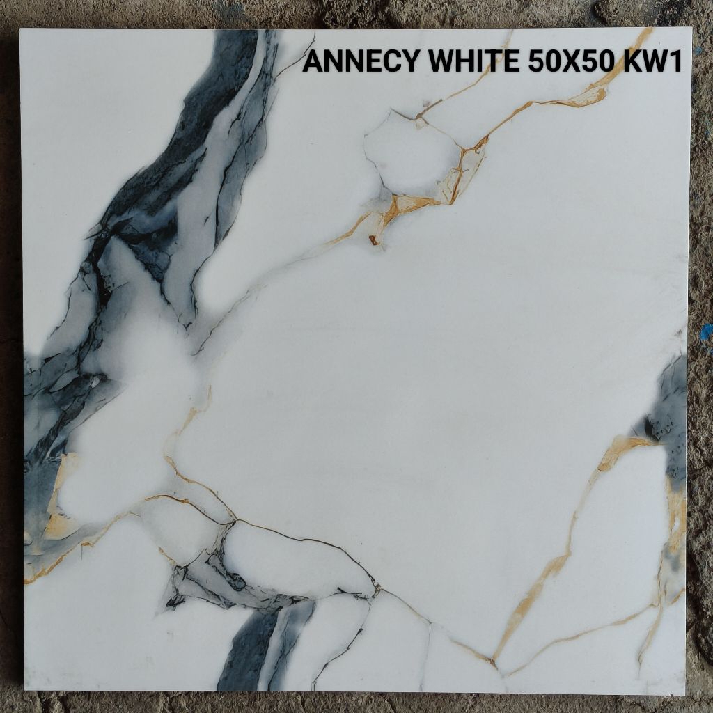 Keramik Lantai Arwana 50x50 Annecy White Mengkilap Motif