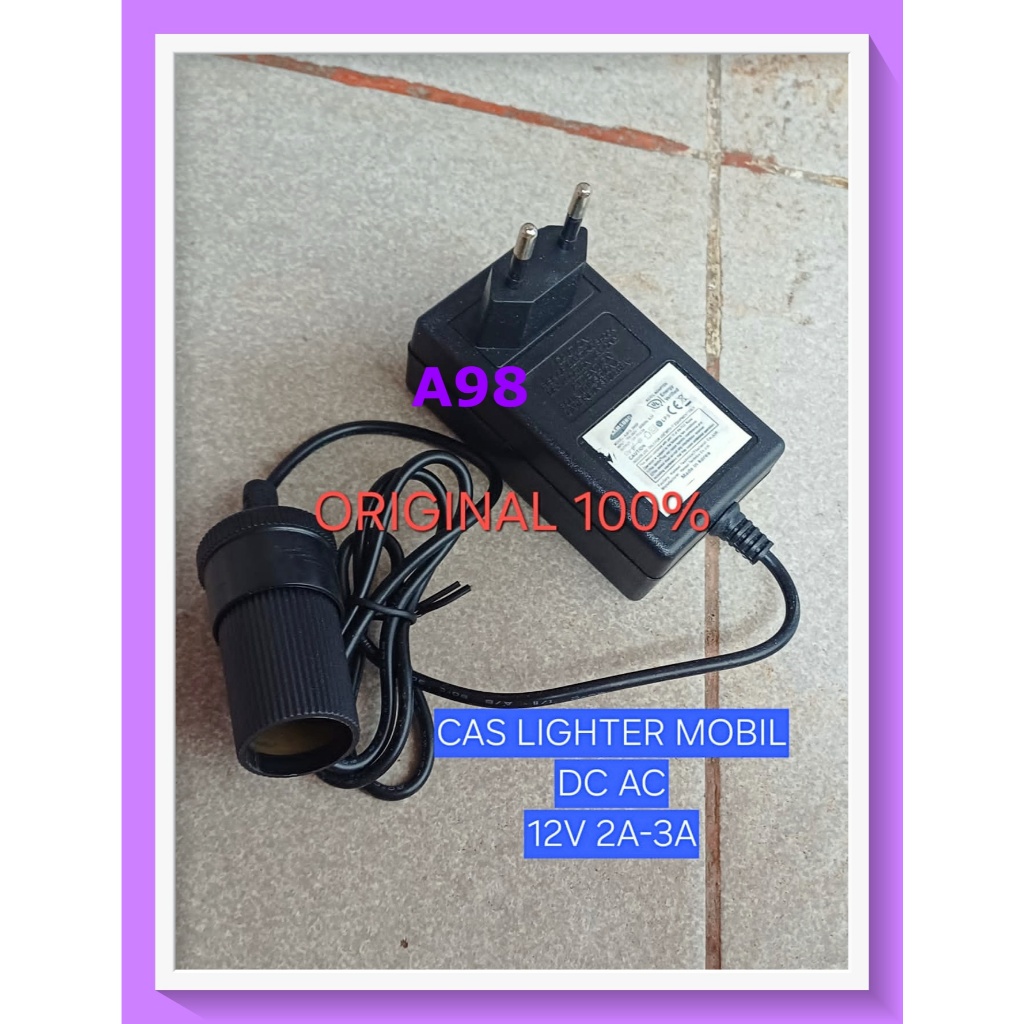 A98  ORIGINAL 100% ADAPTOR CAS LIGHTER MOBIL DC AC 12V 2A 3A SOKET SOCKET CAR POWER ADAPTER CAS CASA