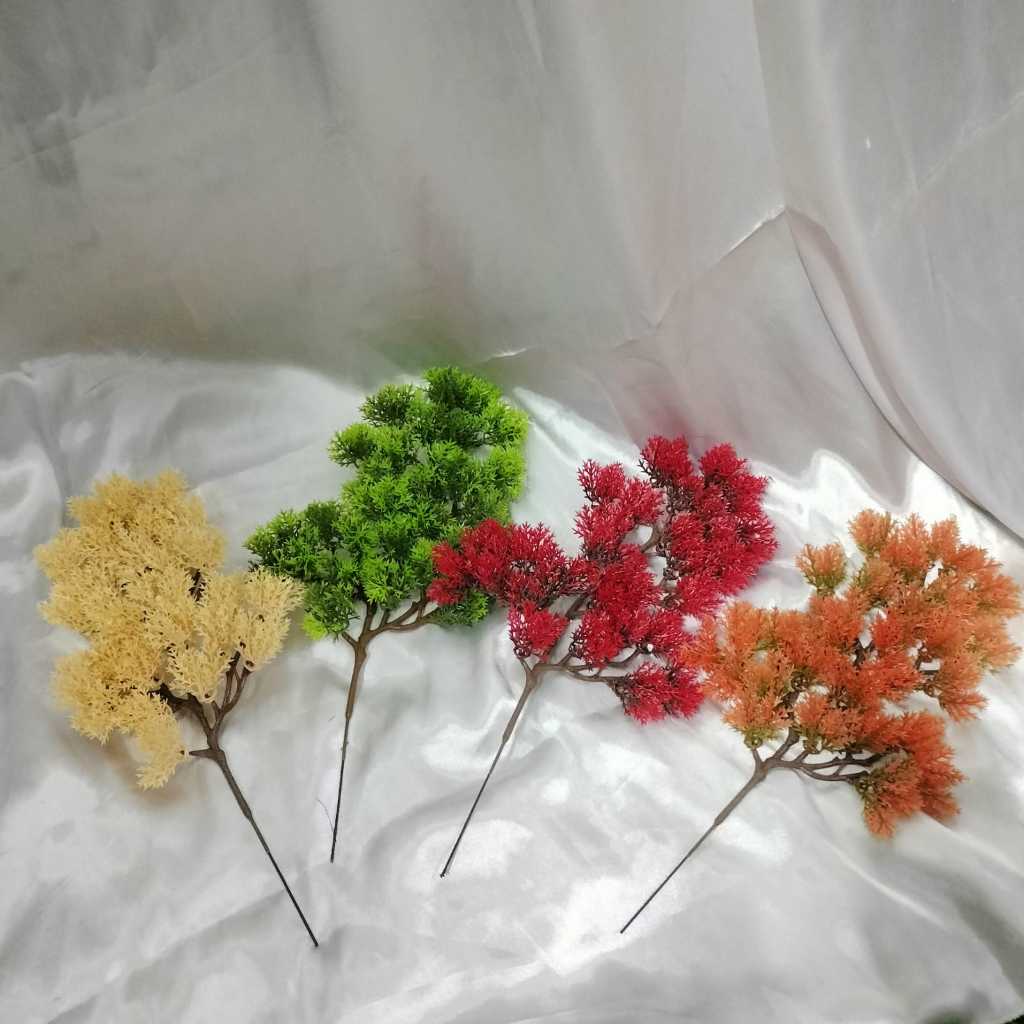 Satuan Daun Pinus Artificial// Daun bonsai cemara// daun bonsai cemara 4 warna//dekorasi hias// daun