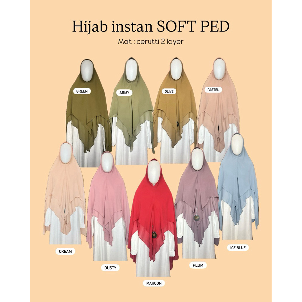 Hijab syari khimar ceruti premium 2 layer jilbab syari soft ped antem