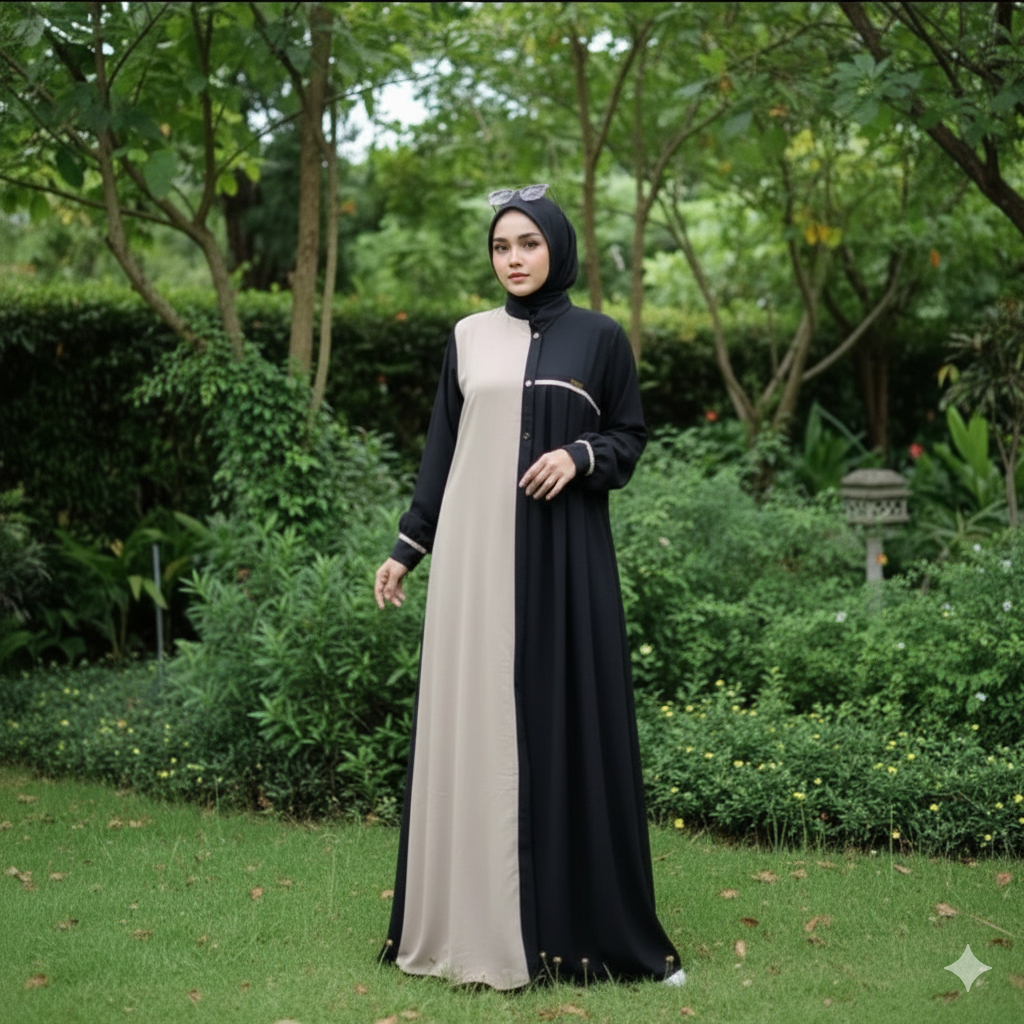 Gamis Muslimah Crinkle Premium Baju Lebaran wanita Terbaru cringkel Busui Syar'i tWOTONE Dress Fashi