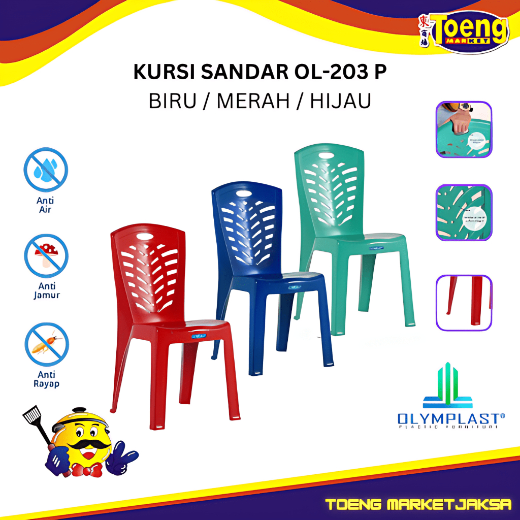 Kursi Sandar Plastik Kokoh Olymplast - KURSI SANDAR OL-203 P OLYMPLAST
