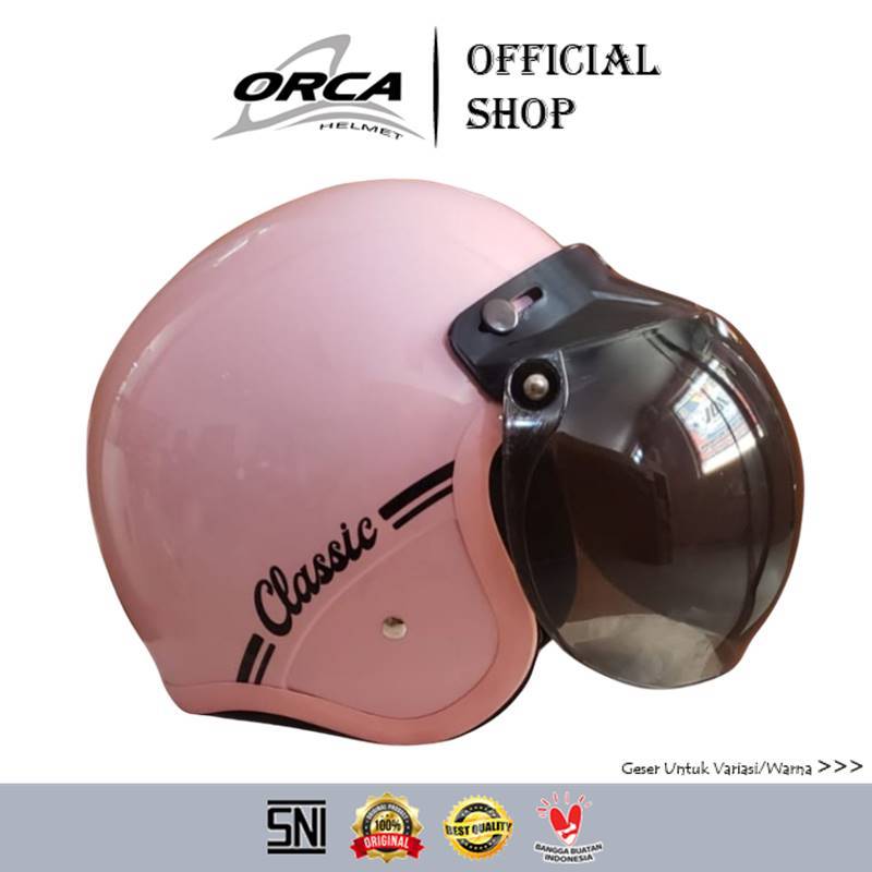 Helm Bogo Retro Leono List Pink - Classic Pink