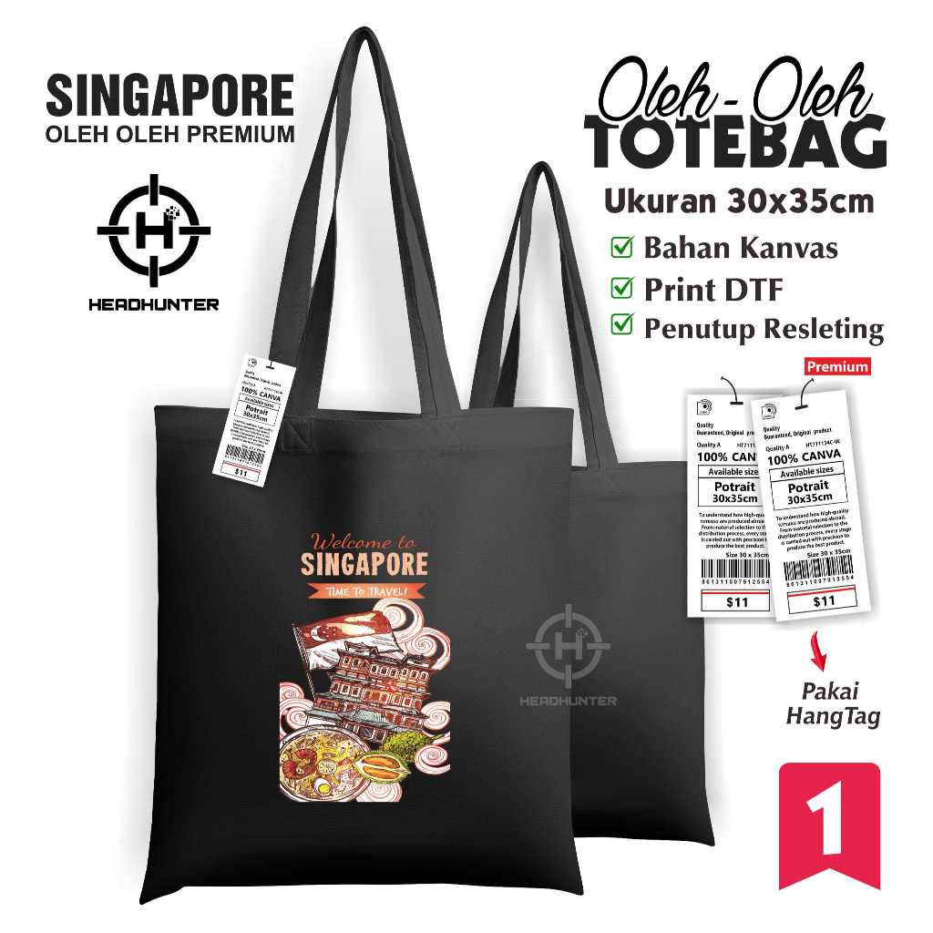 TOTEBAG TAS OLEH OLEH SINGAPURA RESLETING BANYAK PILIHAN GAMBAR BAHAN DRILL PREMIUM