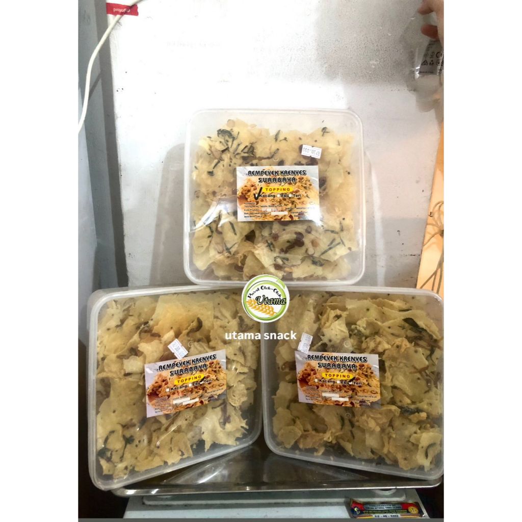 Rempeyek Krenyes kemasan Mika 350gr varian Kacang/Ebi/Teri - peyek kacang - peyek teri - peyek grago