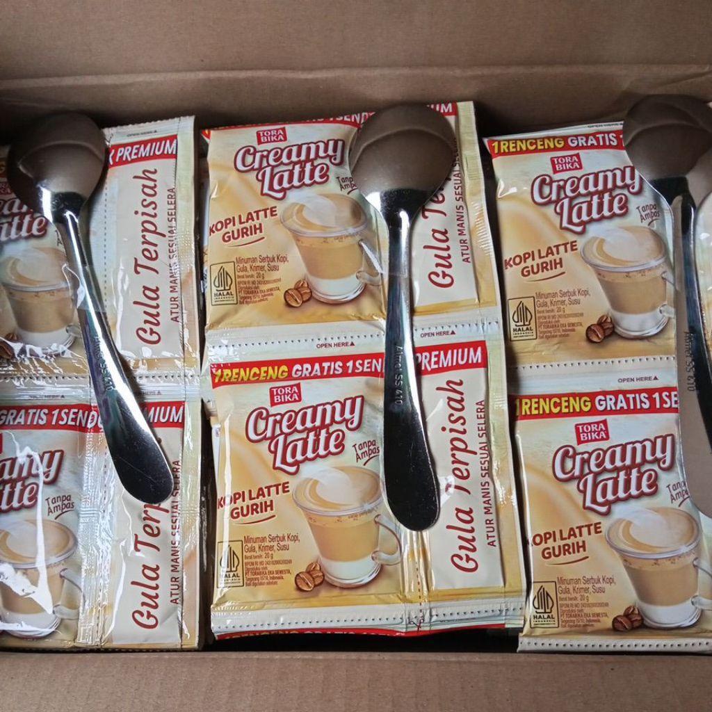 PROMO FREE SENDOK KOPI TORABIKA CREAMY LATTE KARTON ISI 120 SACHET | KOPI CREAMY LATTE 1 DUS