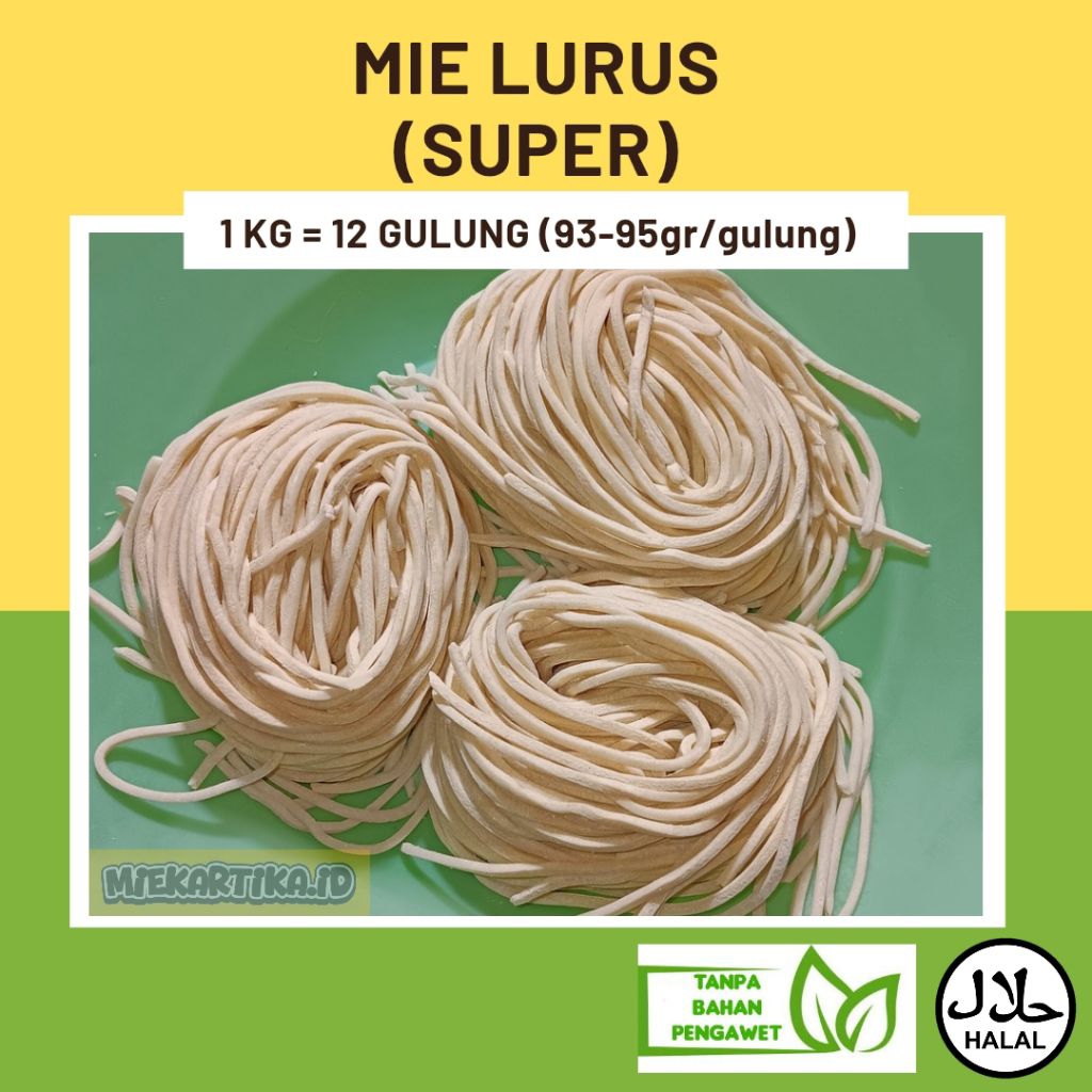 

Mie Lurus Basah Super, Untuk Mie Ayam, Bakmie, Mie Yamin