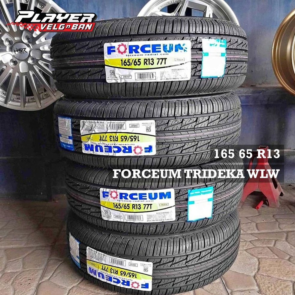 BAN MOBIL TUBLES UKURAN 165/65 R13 FORCEUM TRIDEKA WLW BAN RADIAL LIS PUTIH RING13
