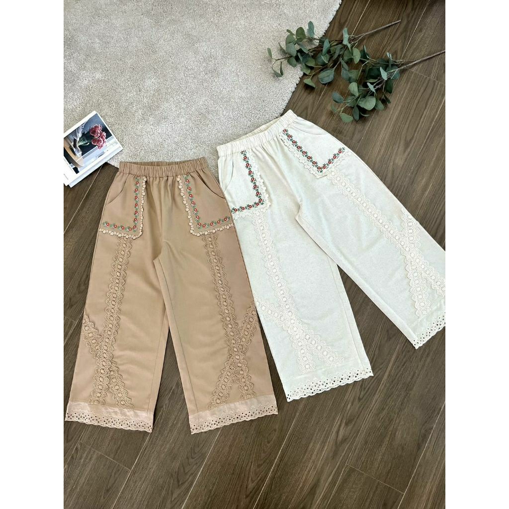 celana kulot bordir bunga