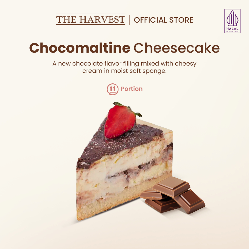 The Harvest Chocomaltine Cheesecake Portion| Dessert Cake Rasa Chocolate Crunchy Dan Cheese
