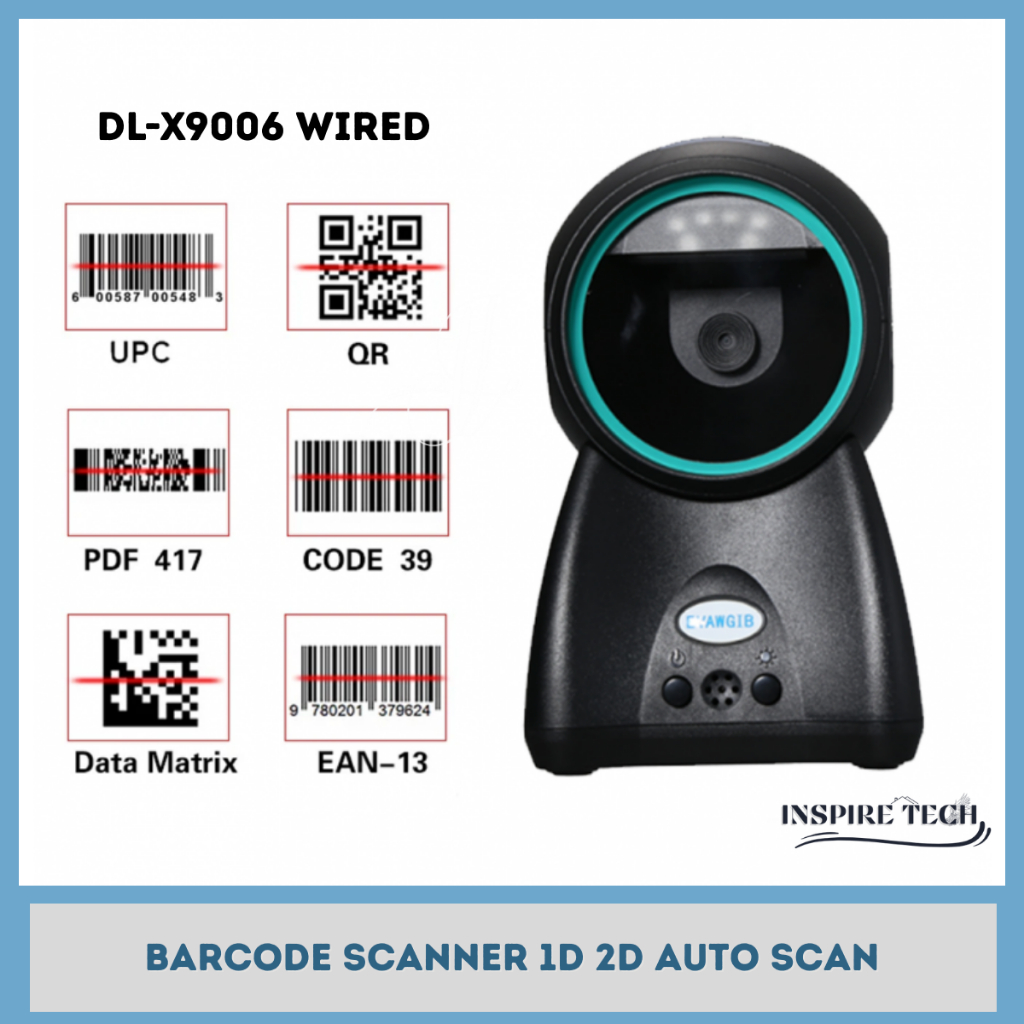 Scanner Barcode Dekstop 1D & 2D DL-X9006 Wired / Scanner Auto Scan Sensor Barcode QR Code USB Kabel 