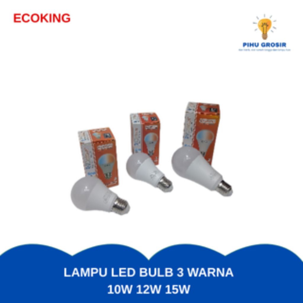 lampu 3 warna ecoking led bulb