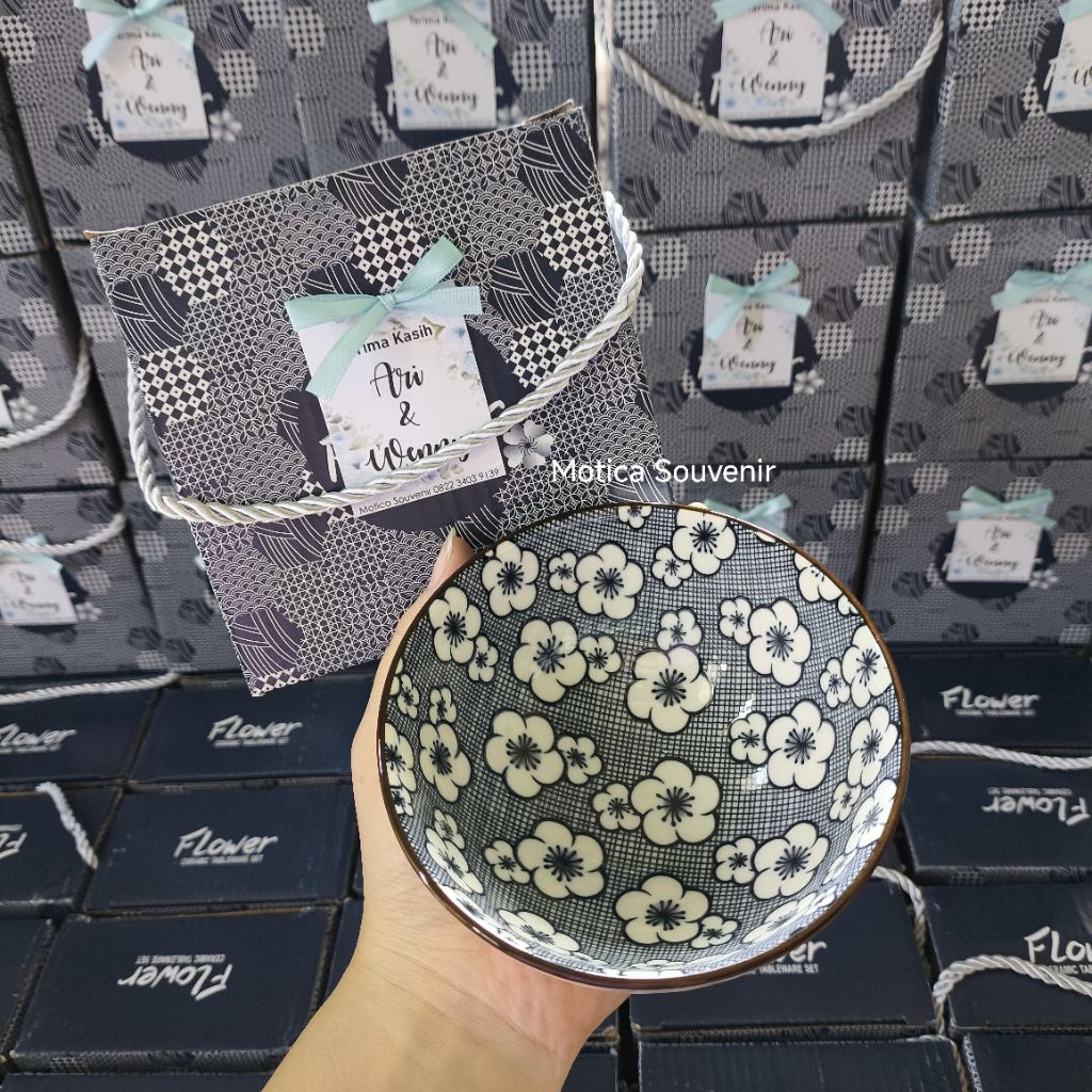 Souvenir Mangkok Keramik Motif Jepang isi 1