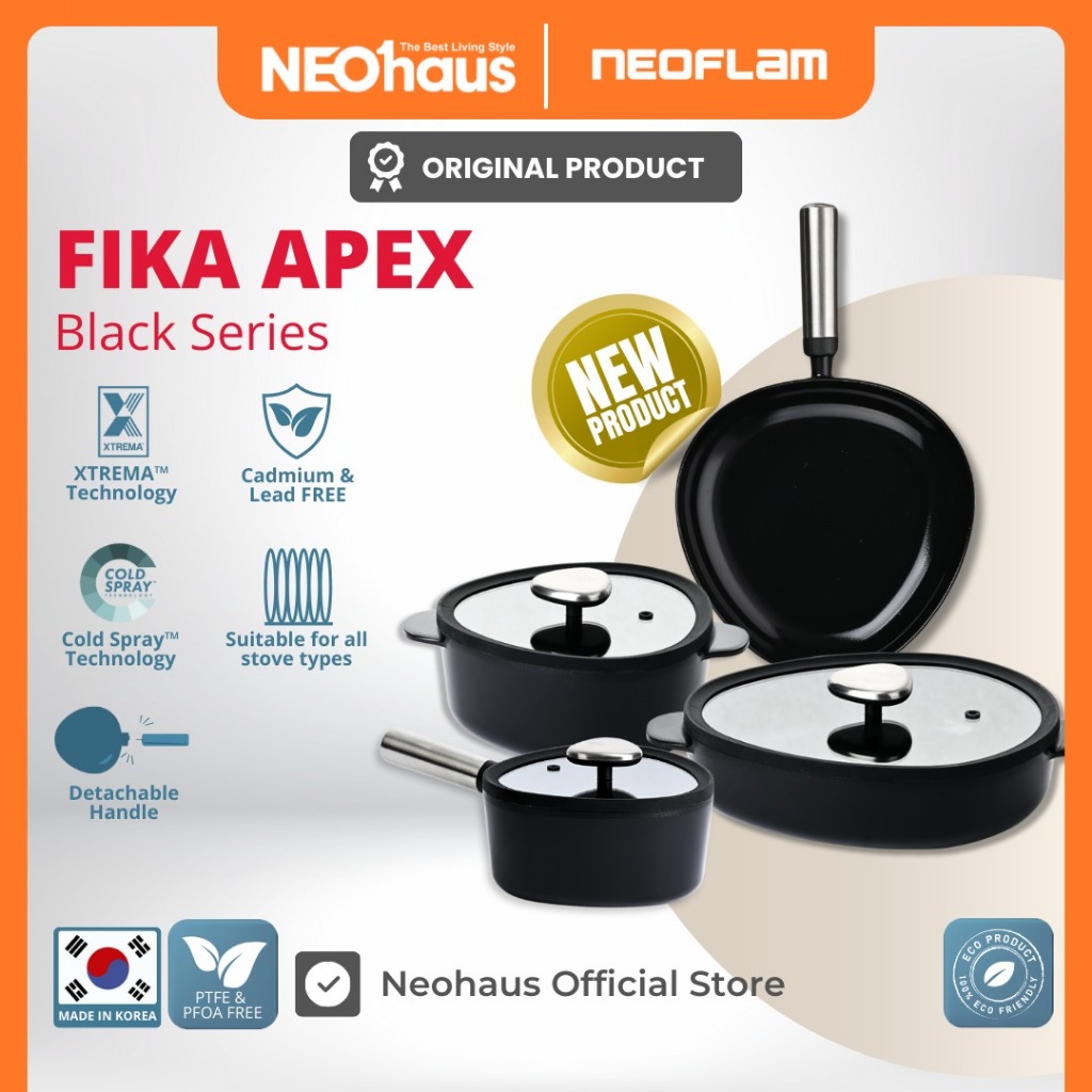 NEOFLAM FIKA APEX BLACK SERIES – Wajan Teflon Anti Lengket, Anti Gores & Ceramic Coating - Stainless