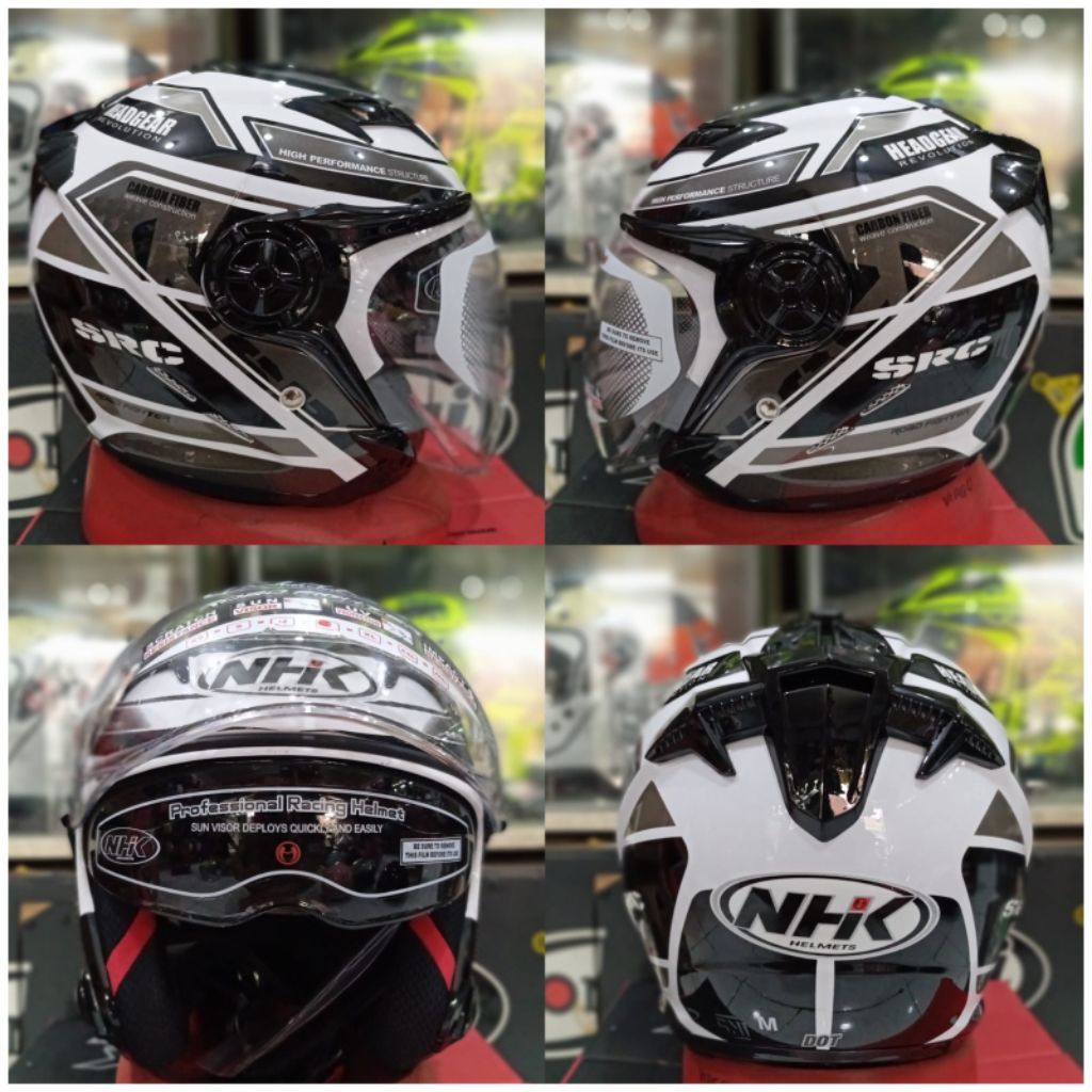 Helm Nhk Gladiator Touring White Silver Double Visor