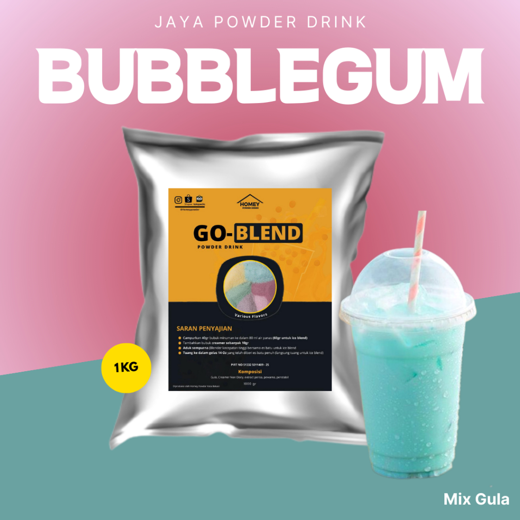 Bubuk Minuman Rasa BUBBLEGUM 1Kg / BUBUK PERMEN KARET BIRU / Serbuk Minuman Instan Rasa Kekinian