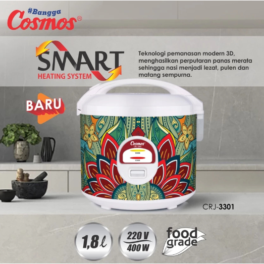Cosmos Rice Cooker Non Stick CRJ-3301 / CRJ-3301 NC - 1.8L - RANDOM