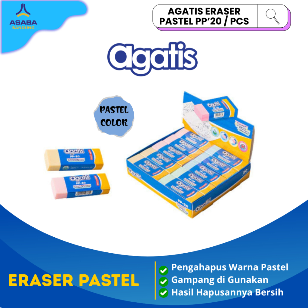 

Asaba Bandung_AGATIS ERASER PASTEL PP 20_penghapus pensil / pcs