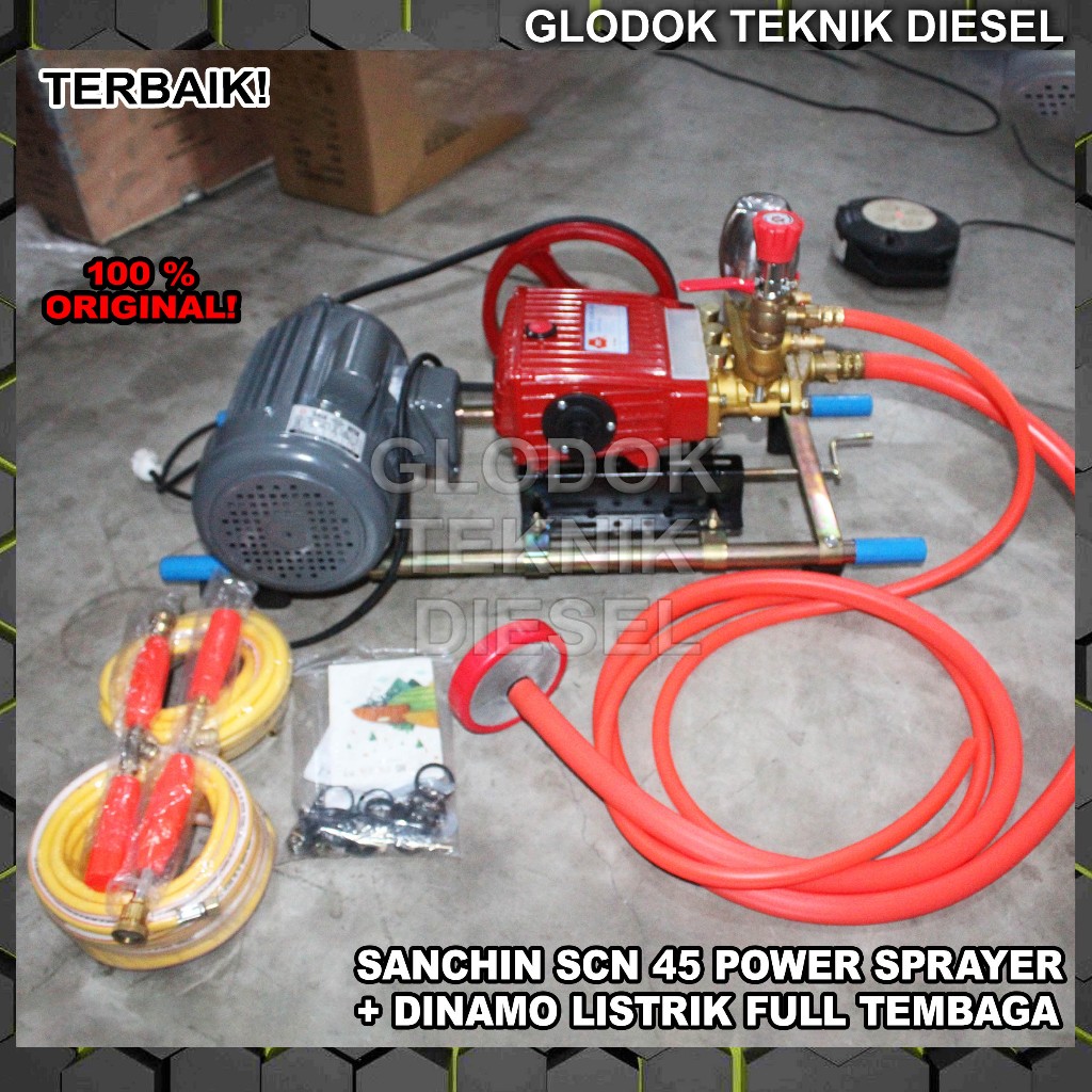 Sanchin Mesin Power Sprayer Cuci Mobil & Motor SCN 45 + Dinamo Elektrik Listrik Full Tembaga 3 & 1 P