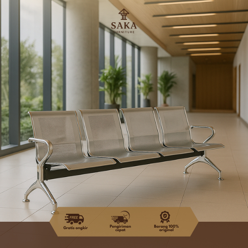 SAKA | Kursi Bandara Sandaran / Kursi Tunggu Besi Tanpa Sandaran