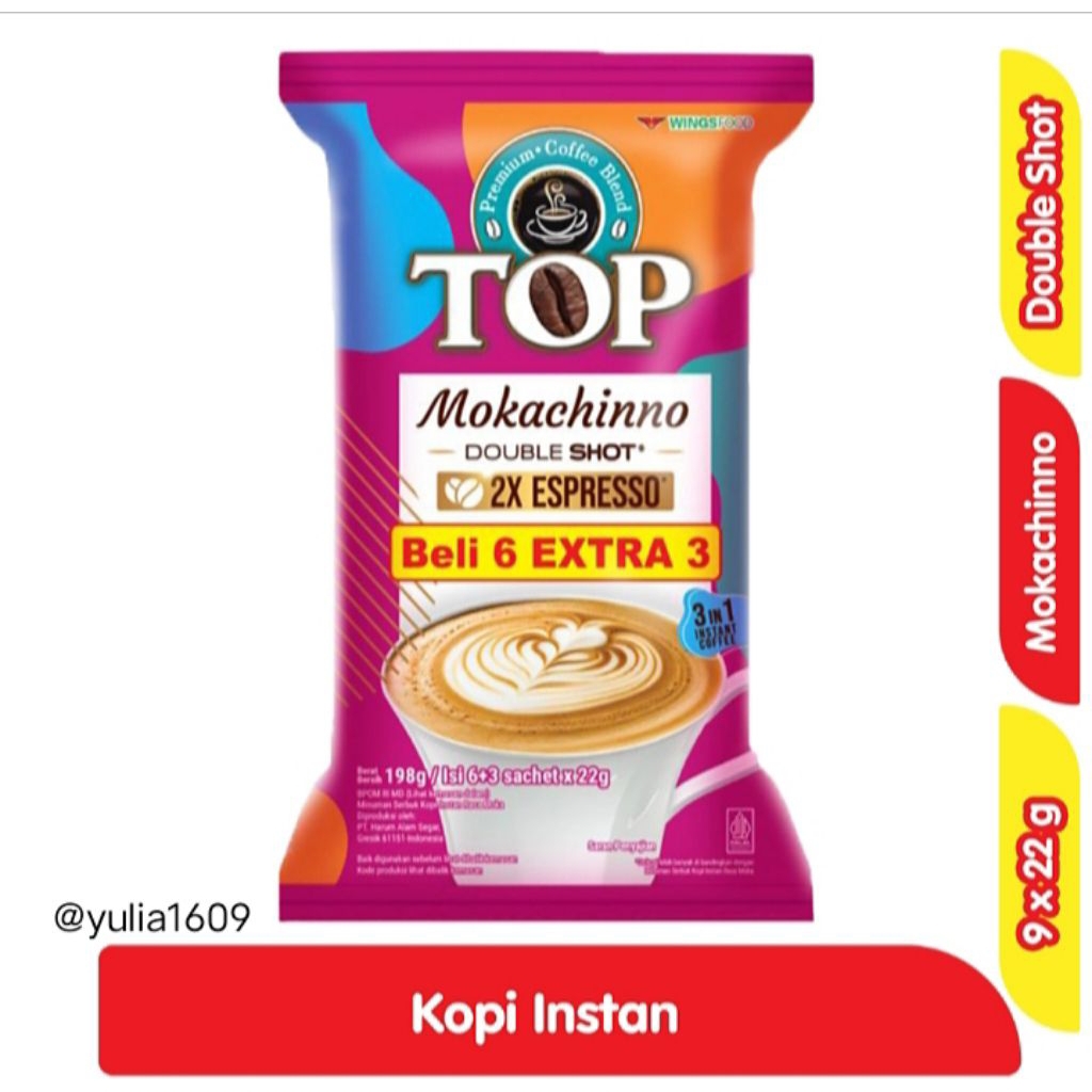 

Top Coffee Kopi Instan Mokachinno Double Shot 9 x 22 gr