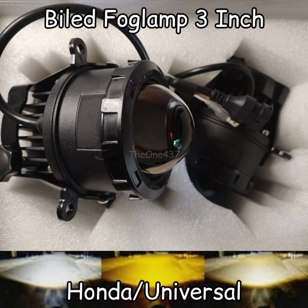 SEPASANG LAMPU FOGLAMP BILED 3 WARNA / ALL WHEATHER BLUE LENS UNIVERSAL TOYOTA & HONDA ORIGINAL BILE