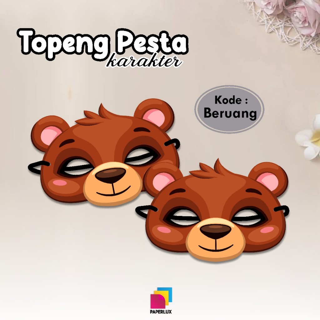 TOPENG KARAKTER [BERUANG] READY STOCK - TOPENG PESTA ULANG TAHUN ANAK - ANIMAL TOPENG