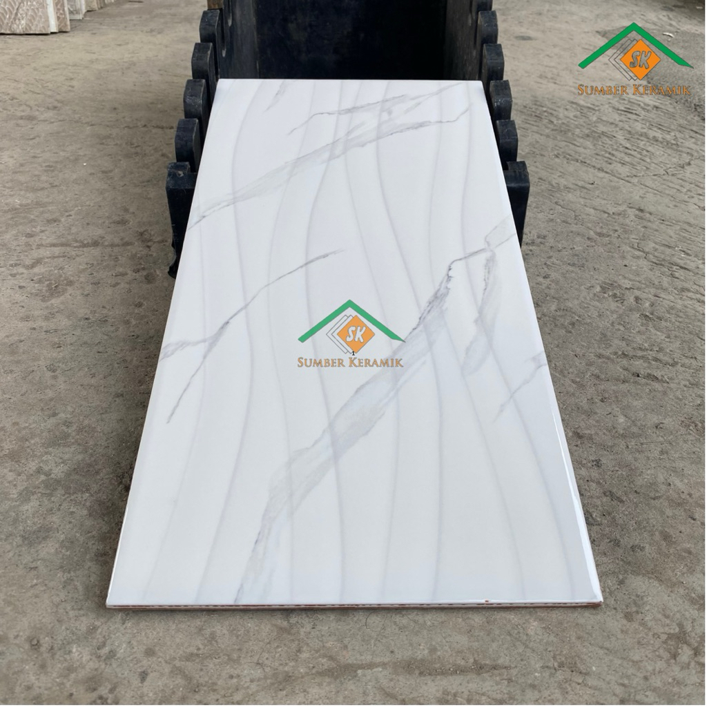 Keramik dinding Siena white 25x50 Glossy uno