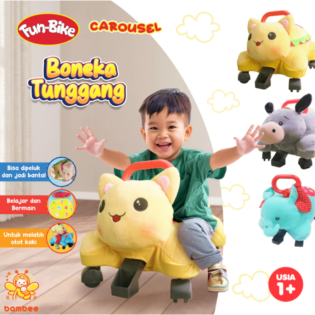 FunBike Carousel Mainan Boneka Tunggang Melatih Keseimbangan Anak Ride On Anak Bisa Dinaiki Boneka H