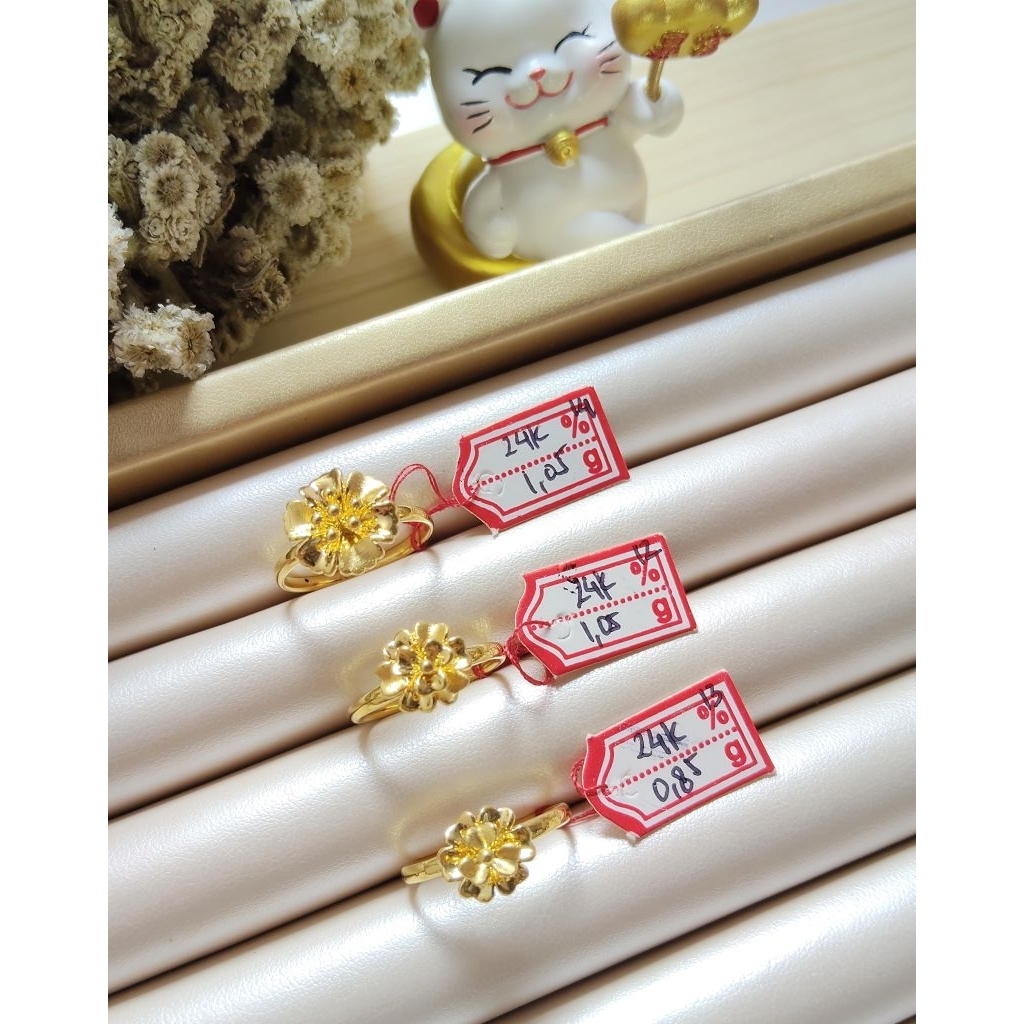 Cincin Emas Asli Bunga 24k Hongkong 999.9