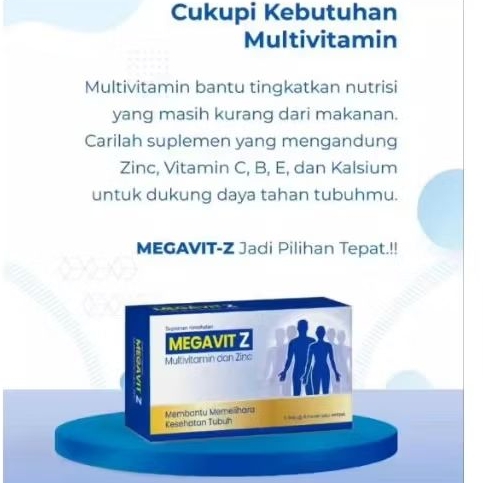 MEGAVIT Z multivitamin & zinc 30 kaplet Exp 06-2026.