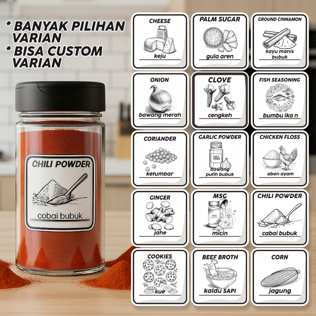 Stiker Label Bumbu Dapur Sticker Nama Nama Bumbu Dapur