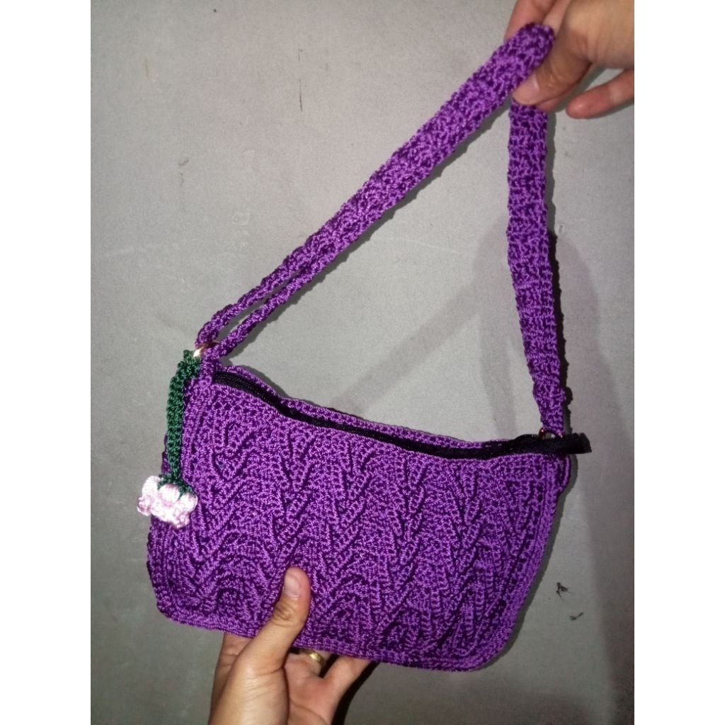 (Ready Stock)Miu Miu Sling Bag/MiuMiu Tas Rajut #Violet