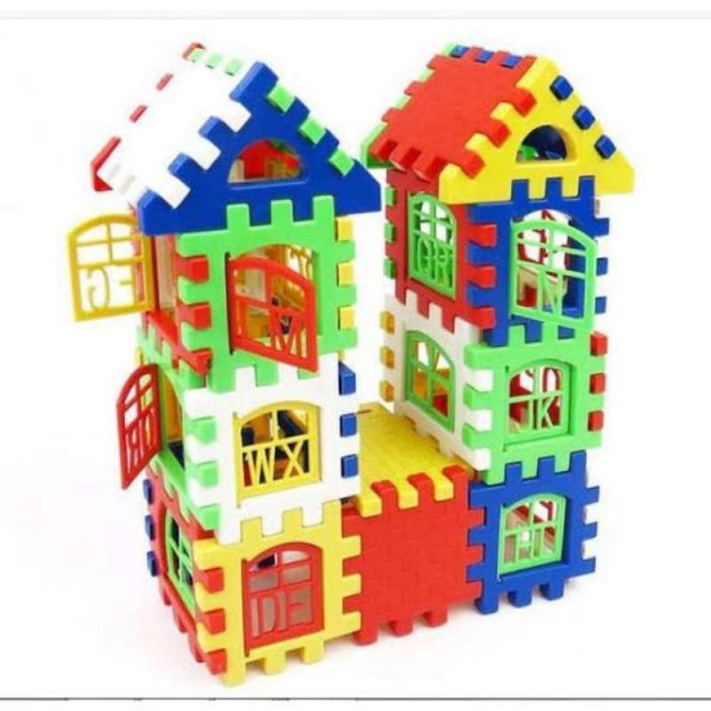1057 Susun Bangun Puzzle Menjadi Bangunan / Mainan Puzzle Anak Anak / Mainan Susun Rumah Bahan Plast