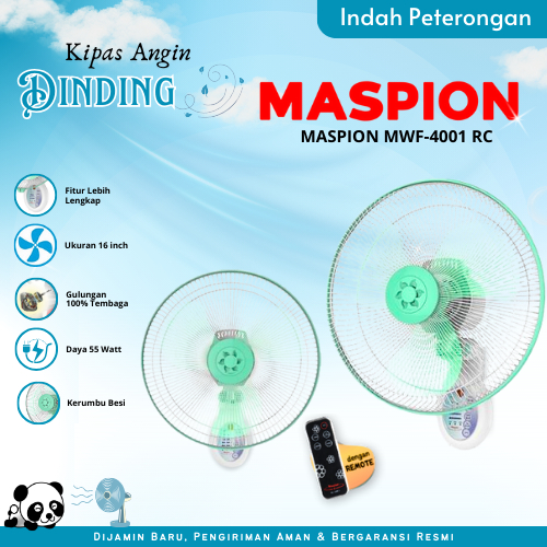 KIPAS ANGIN DINDING MASPION MWF-4001RC/KIPAS ANGIN MASPION REMOT/KIPAS ANGIN TEMPEL DINDING 16inch