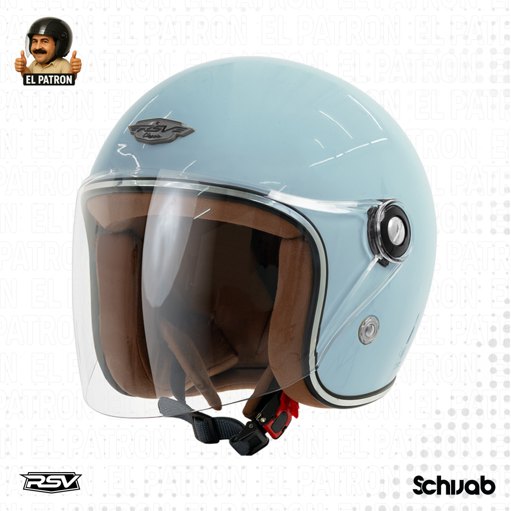 RSV SCH BABY BLUE - Helm SCHIJAB Half Face Classic Retro support HIJAB 100%ORIGINAL UNISEX Ringan