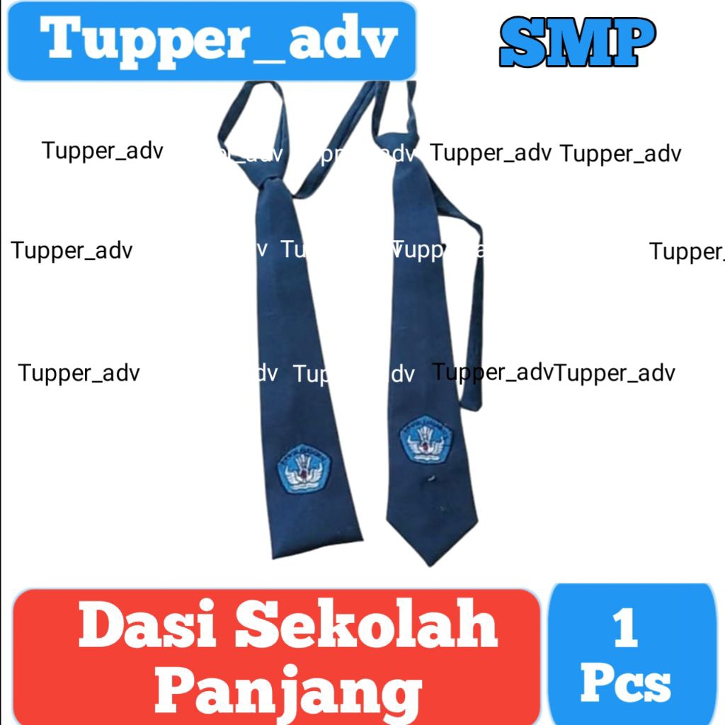 Dasi SMP Logo TUTWURI HANDAYANI Panjang Perekat / Dasi SMP Logo Biru Bordir / Dasi Sekolah SMP Panja