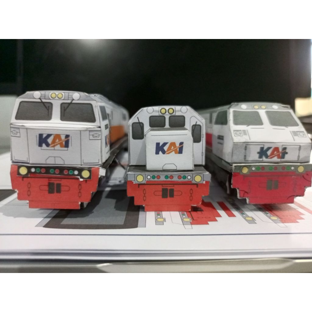 DIY pola papercraft miniatur kereta api CC201,CC203,CC206 jernih tinggal gunting dan rakit cocok unt