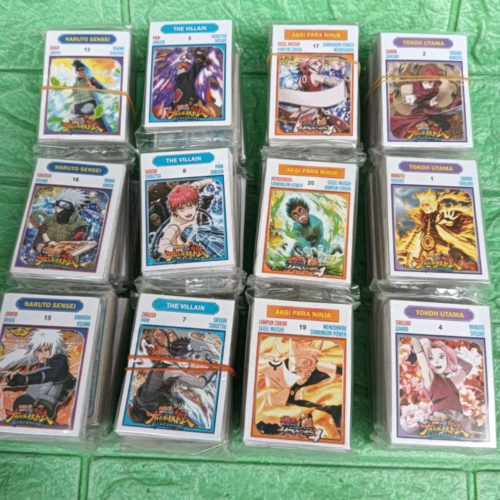 12 sachet NARUTO Tung Anomali Sahur BOBOIBOY Galaxy Mainan Kartu Kwartet DG Wrartet 4,5x6,5cm