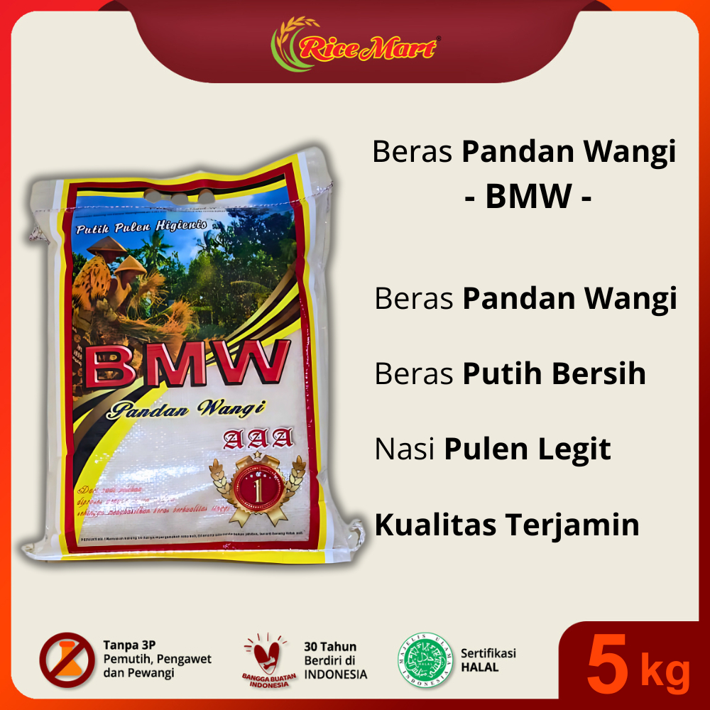 

Beras BMW Pandan Wangi - 5 kg - Pulen Pandan Wangi Asli